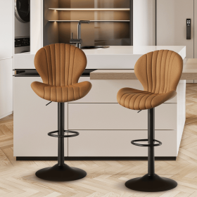 Bar Stools Set of 2 Modern Swivel Bar Chairs, Barstools Counter Height with High Backrest, Easy 3-5 Minute Assembly for Bar, Kitchen, Dining Room (count: 2set, Color: Brown)